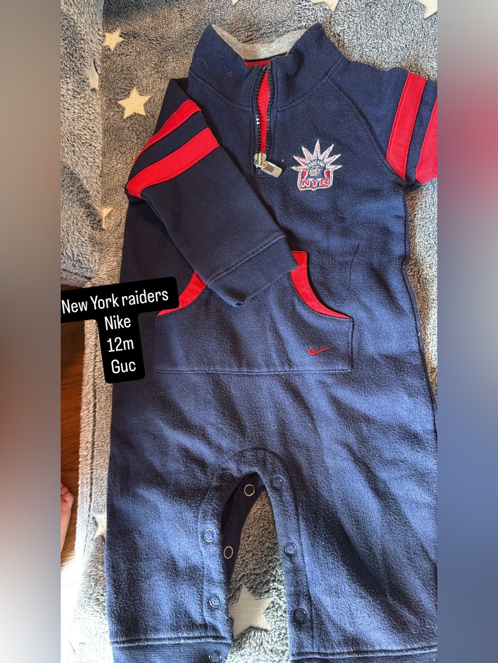 Nike Navy and Red NYR Baby One-Piece Romper